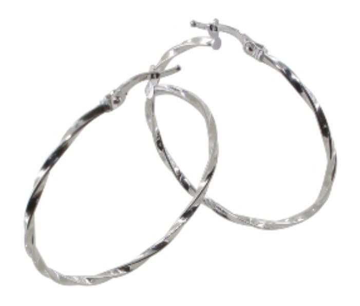 Créoles or blanc 18 carats torsadée