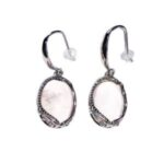 BOUCLES D’OREILLES QUARTZ ROSE capucine    – argent 925
