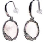 BOUCLES D’OREILLES QUARTZ ROSE capucine    – argent 925