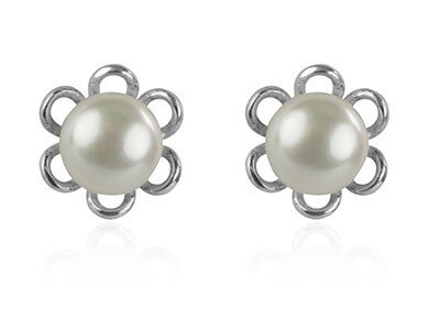 Boucles d'oreilles en argent avec une jolie perle de culture argent