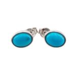 BOUCLES D’OREILLES turquoise minereau     – argent 925