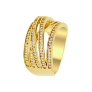 Bague plaqué or 5 anneaux oxydes de zirconium