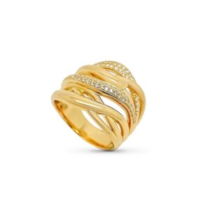 Bague plaqué or brillants oxydes de zirconium