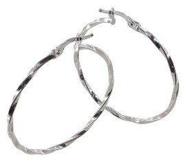 Créole or blanc 18 carats torsadée large