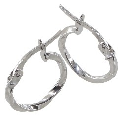 Créole or blanc 18 carats torsadée large