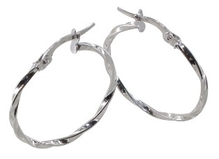 Créole or blanc 18 carats torsadée large