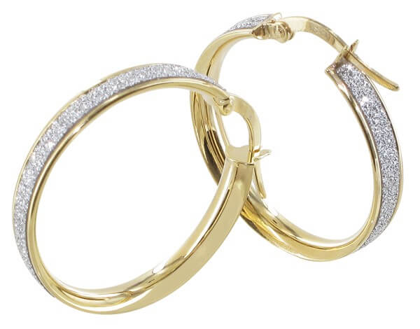 Boucles d'oreilles creoles or jaune 20mm glitter