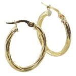 Créole or jaune 18 carats ovale finition ananas