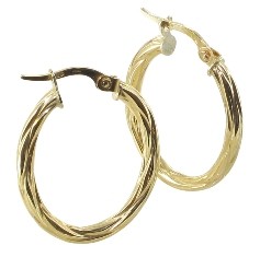 Créole or jaune 18 carats ovale finition ananas