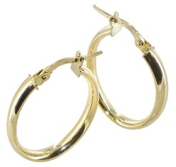 Créole or jaune 18 carats demi jonc ovale