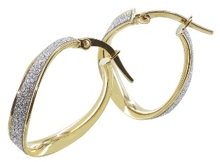 Boucles d'oreilles créoles or ondulée ovale glitter