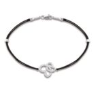 Bracelet cordon femme argent double cœur