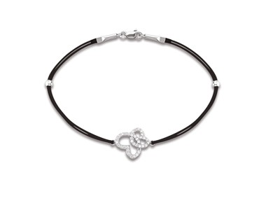 Bracelet cordon femme argent double cœur