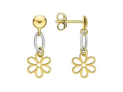 Boucles d'oreilles Or blanc et jaune
