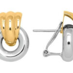 Boucles d'oreilles or blanc et jaune anneau