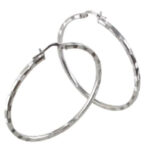 Créoles argent 40mm rhodié striee