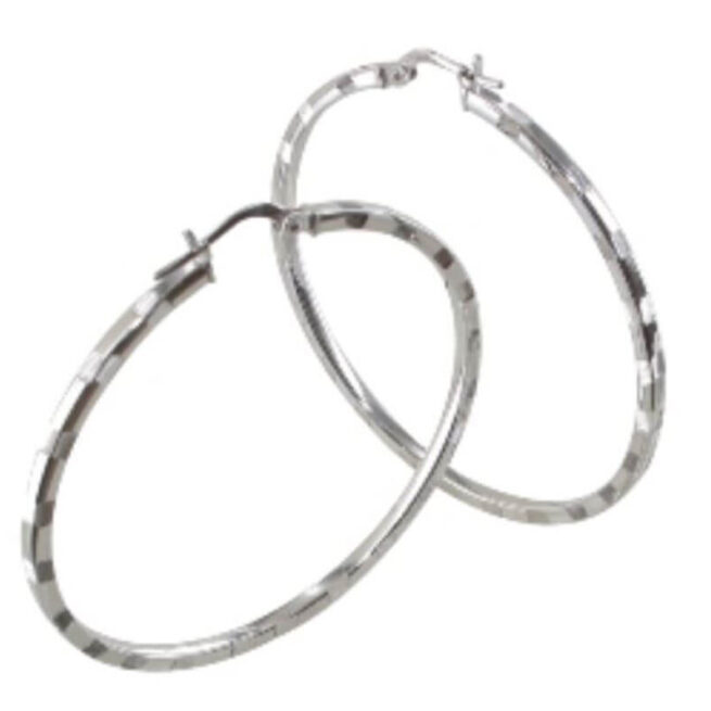 Créoles argent 40mm rhodié striee