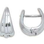 Boucles d'oreilles or blanc ovale