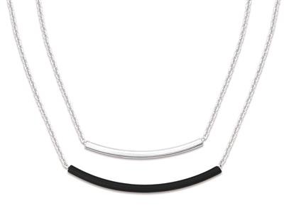 Collier 2 rangs argent rhodié