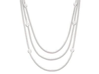 Collier 3 rangs argent pop corn