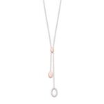 Collier sautoir  pastilles ovales argent rhodié