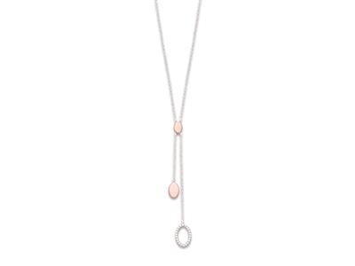 Collier sautoir  pastilles ovales argent rhodié