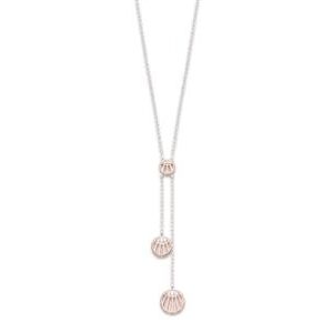 Collier sautoir  pastilles ovales argent rhodié