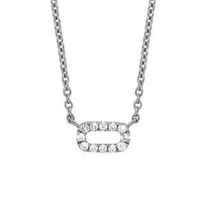 Collier or blanc diamant pendentif rectangle