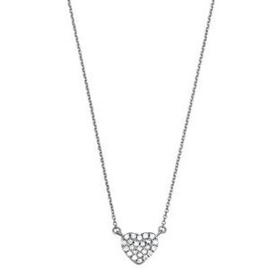 Collier or blanc pavé diamant cœur