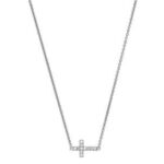 Collier or blanc diamant croix