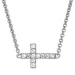 Collier or blanc diamant croix