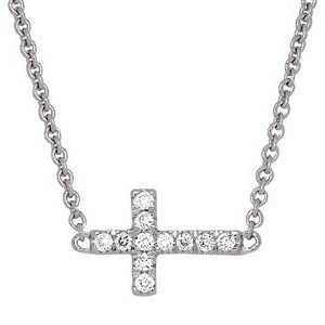 Collier or blanc diamant croix