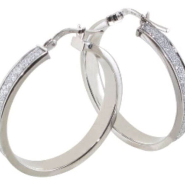 Boucles d'oreilles créoles argent 25mm rhodié glitter