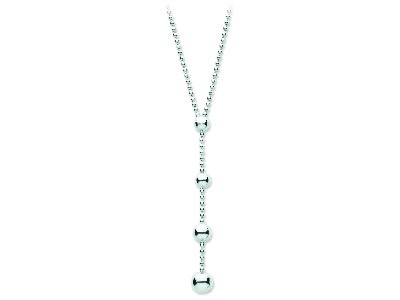 Sautoir or blanc boules forme Y