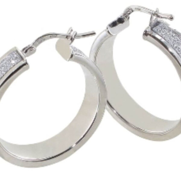 Boucles d'oreilles créoles argent 20mm rhodié glitter