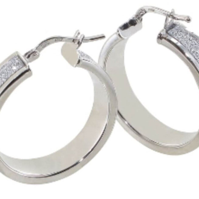 Créole argent 20mm rhodié glitter