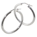 Créoles argent 30mm rhodié torsadée fine