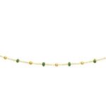 Ras de cou or jaune 18 carats boules vertes - 42cm