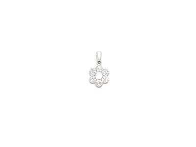 Pendentif argent rhodié fleur