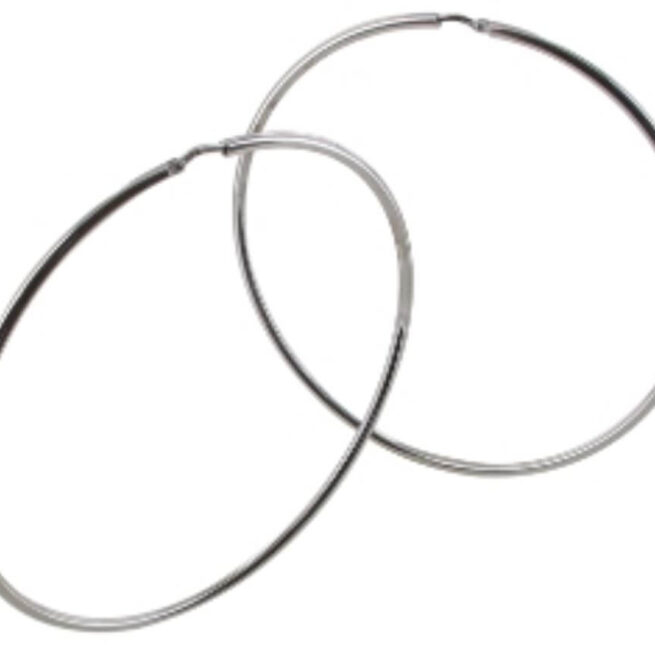 Créoles argent 70mm rhodié lisse