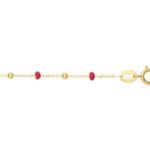 Bracelet or 18 carats boules rouges