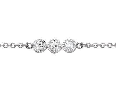 Bracelet or blanc diamants 3 pastilles