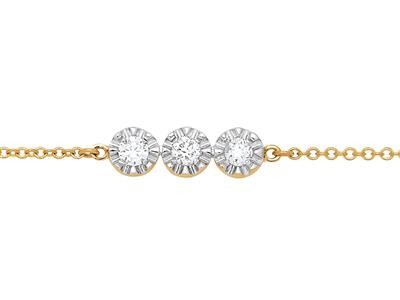Bracelet or blanc diamants 3 pastilles