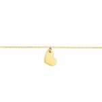 chaine de cheville coeur Or jaune 18k
