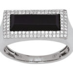 chevalière diamants et agathe noir