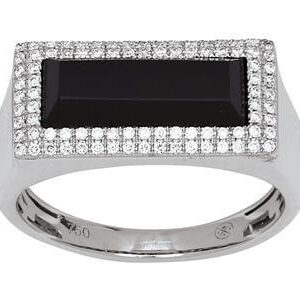 chevalière diamants et agathe noir