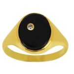 Chevalière diamants avec Onyx