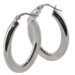 Créoles argent rhodié ovale lisse