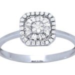 Bague solitaire or blanc diamants