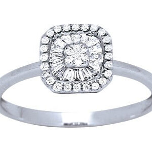 Bague solitaire or blanc diamants